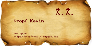 Kropf Kevin névjegykártya